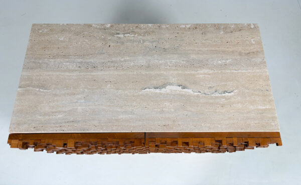 Sculptural Italian Brutalist Cabinet with Travertine Top - Image 6