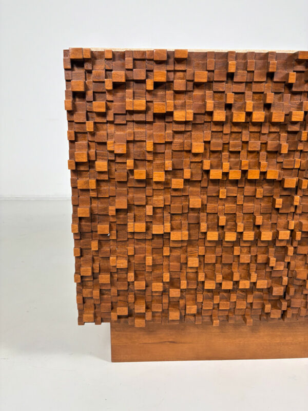 Sculptural Italian Brutalist Cabinet with Travertine Top - Image 4