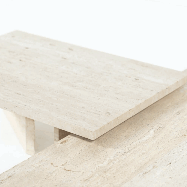 Large Asymmetrical Coffee Table attributed to Willy Ballez, Travertine, 1970s - Image 3