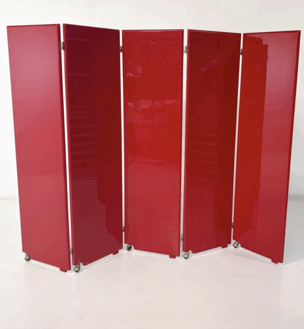 Mid-Century Modern Red Lacquered Room Divider, Italy, 1960s - Image 5