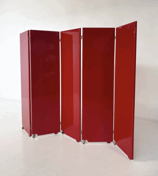 Mid-Century Modern Red Lacquered Room Divider, Italy, 1960s - Image 6