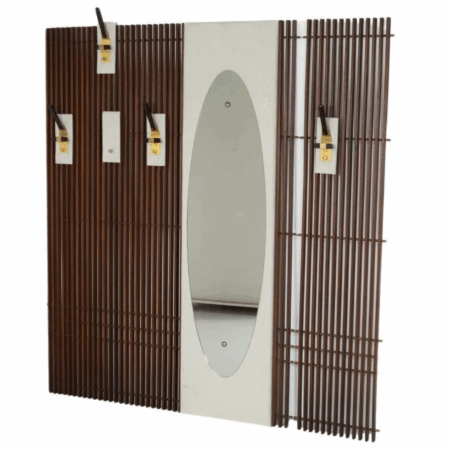 Mid-Century Coat Rack with Integrated Mirror, Italy, 1970s