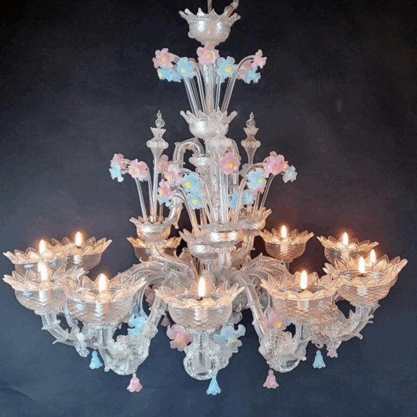 Murano glass chandelier with Flowers, Italy, 20th - Image 4