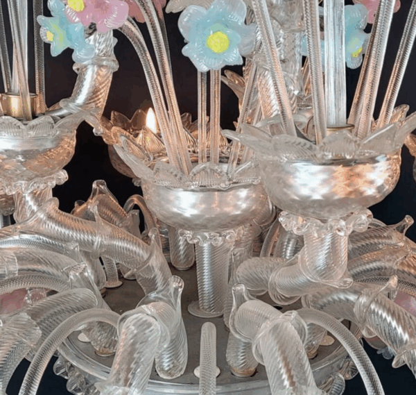 Murano glass chandelier with Flowers, Italy, 20th - Image 3