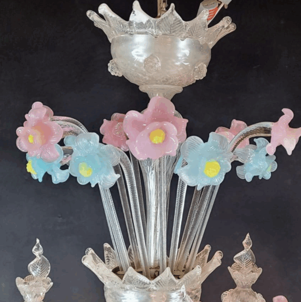 Murano glass chandelier with Flowers, Italy, 20th - Image 2