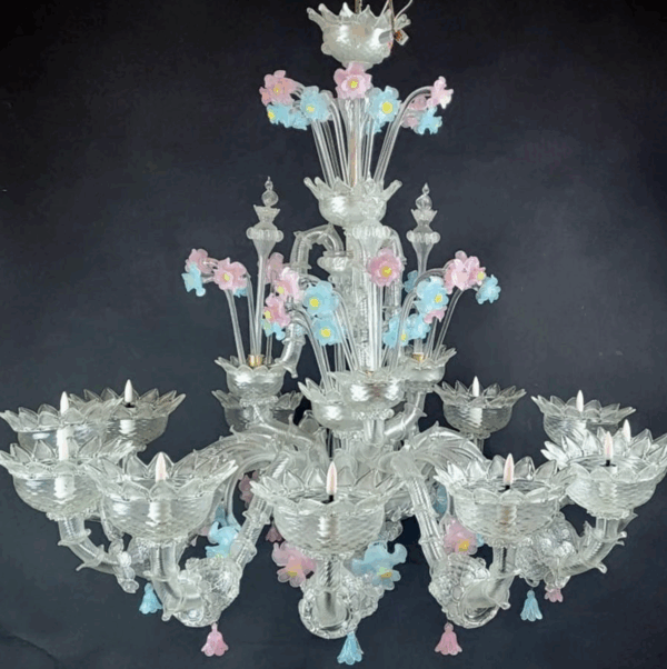Murano glass chandelier with Flowers, Italy, 20th - Image 6