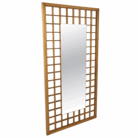 Large Mirror with Wooden Grid, Italy, 1960s