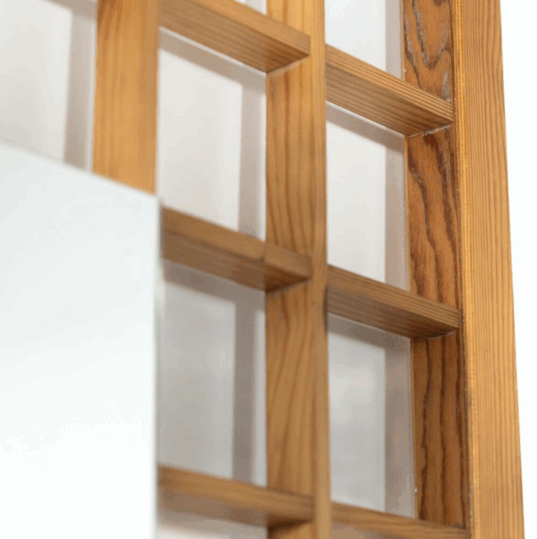 Large Mirror with Wooden Grid, Italy, 1960s - Image 7