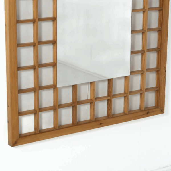 Large Mirror with Wooden Grid, Italy, 1960s - Image 5