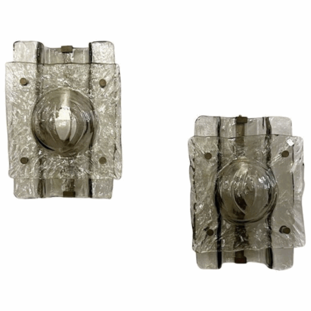 Pair of Murano Smoked Glass Sconces, 1960s