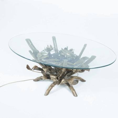 Hollywood Regency Faux Bamboo lightning Coffee Table attributed to Jacques Duval