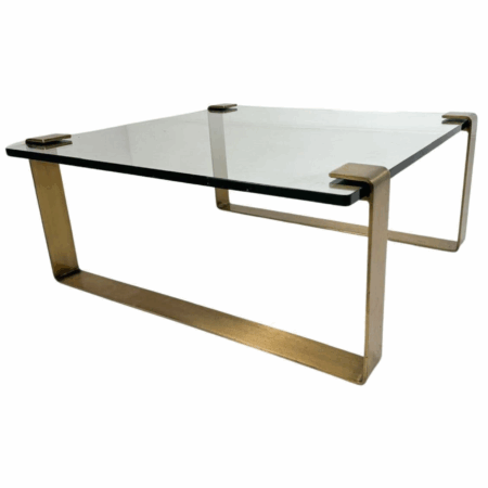 Mid-Century Brass and Glass Coffee Table, Ronald Schmitt, 1970s
