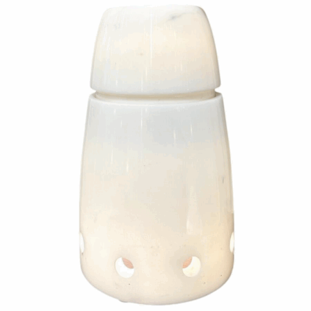 Mid-Century White Marble Table Lamp, Italy, 1970s