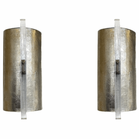Contemporary Pair of Silver Wall Lights, Glass, Italy