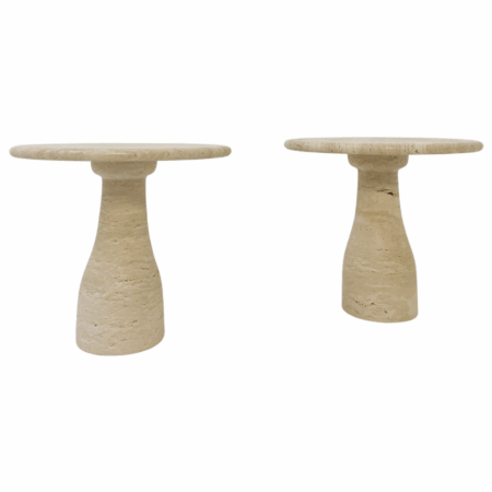 Contemporary Pair of Travertine Side Tables, Italy
