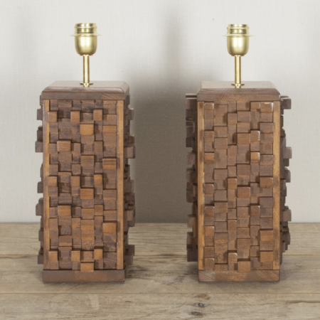Pair of contemporary italian brutalist style table lamps
