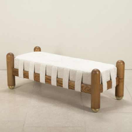 Late 20th century italian brass and wood bench
