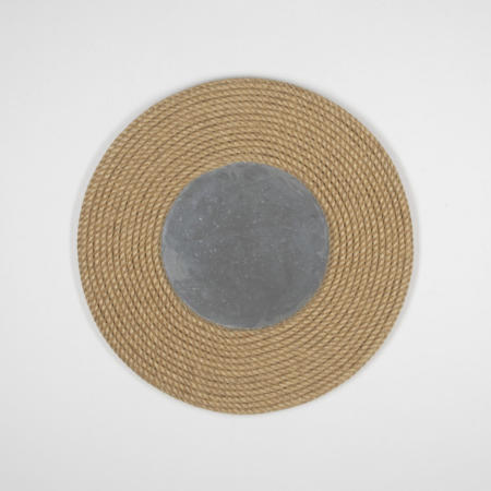 Mid-century style French round cord wall mirror