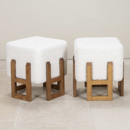 Pair of contemporary Italian brutalist style stools