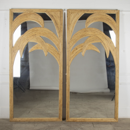 Pair of Mid-Century Style French Bamboo Mirrors