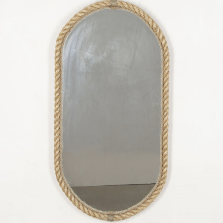 Contemporary Mid-Century Style Rope Oval Mirror