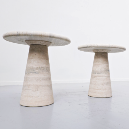 Pair of Contemporary Travertine Side Tables