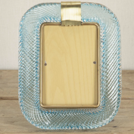 Contemporary Light Blue Murano Glass Photo Frame