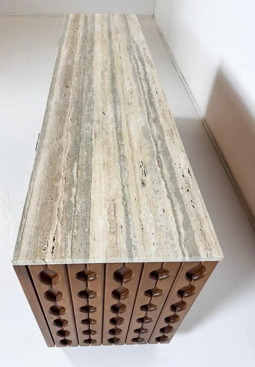 Contemporary Sideboard, Wood and Travertine, Italy - Image 5