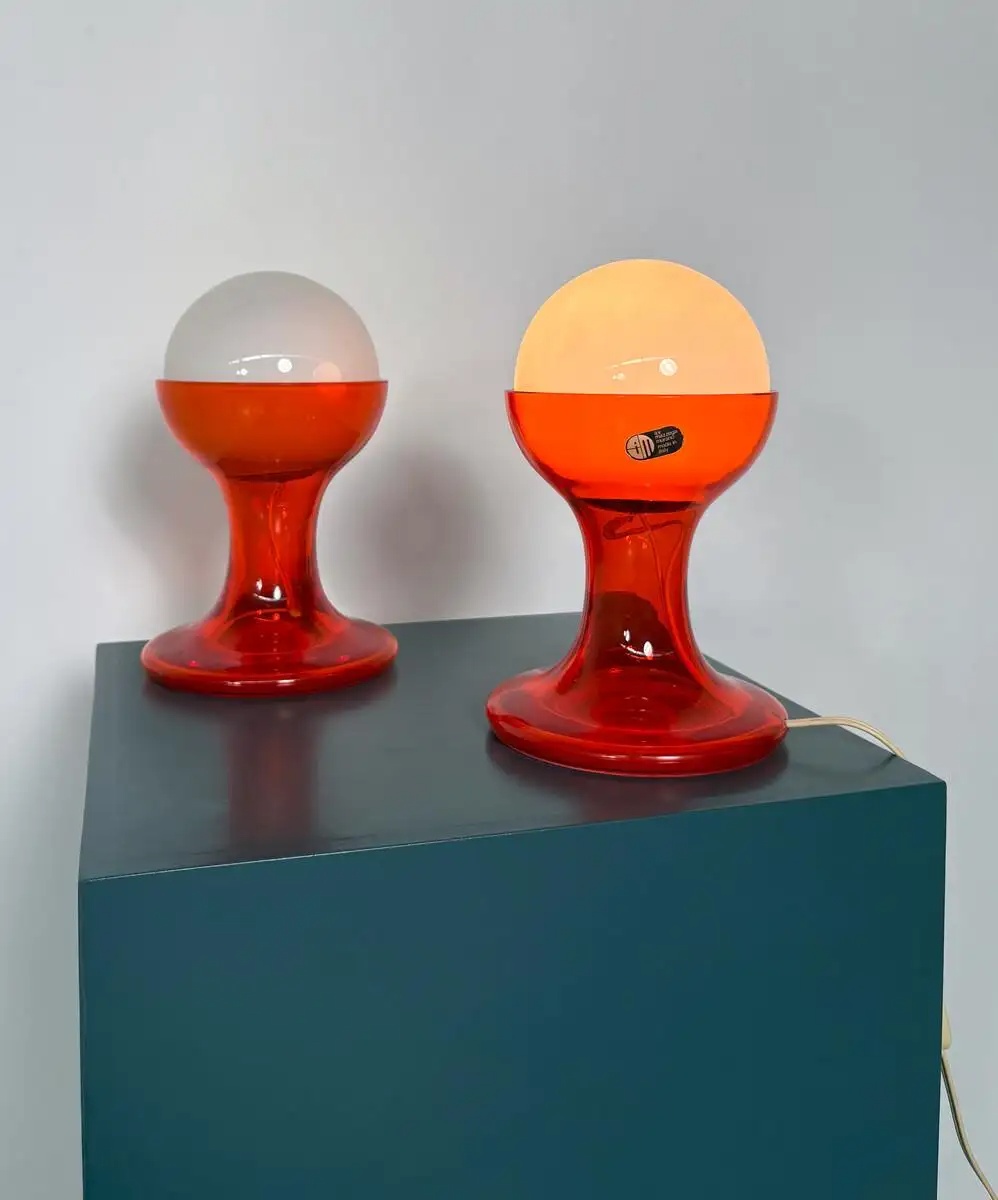 Pair of LT216 Table Lamps by Carlo Nason for Mazzega, 1960s