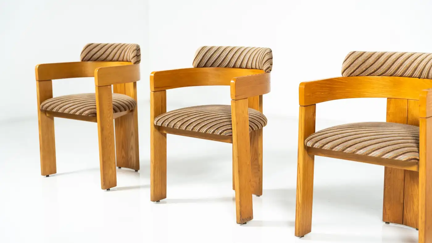 Set of 4 Armchairs, Wood and Fabric, Italy, 1970s - Image 10