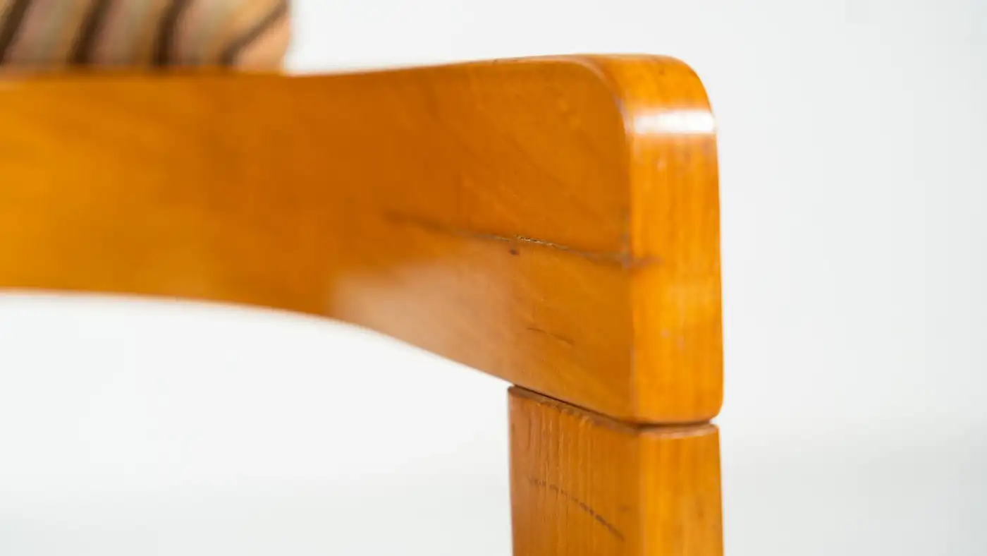 Set of 4 Armchairs, Wood and Fabric, Italy, 1970s - Image 13