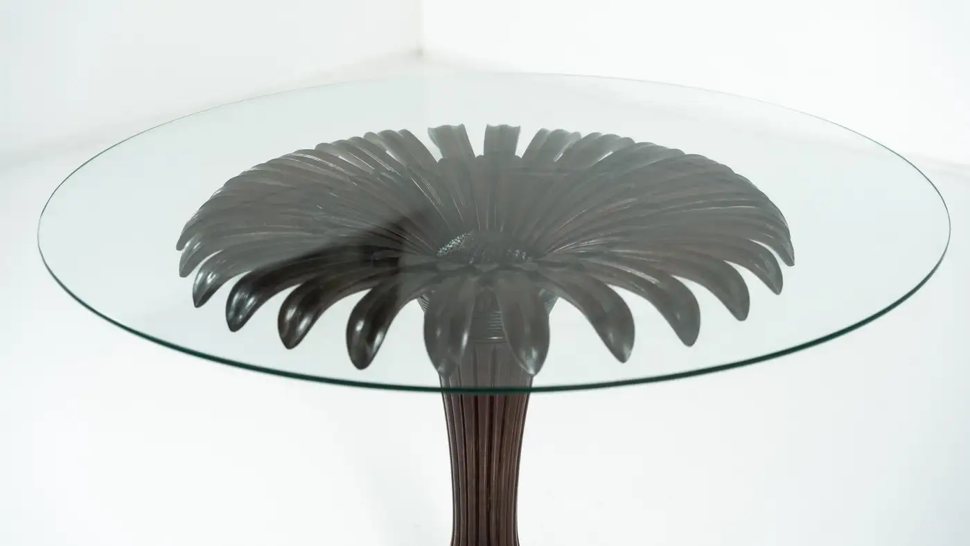 Sunflower Dining Table, Wood and Glass, Italy, 1960s - Image 4