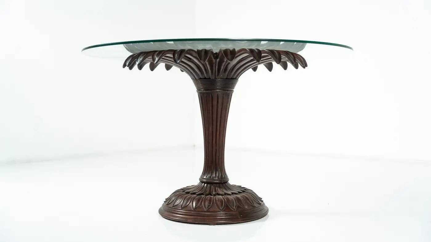 Sunflower Dining Table, Wood and Glass, Italy, 1960s - Image 3