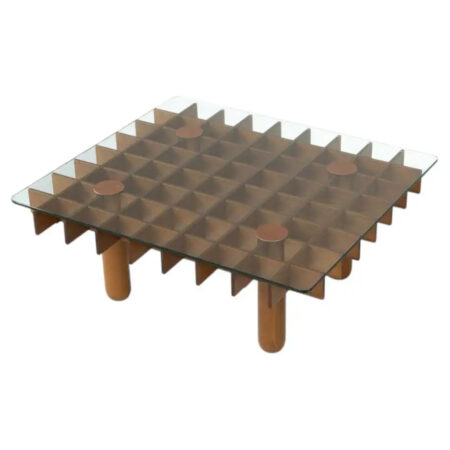 Mid-Century Wood and Glass Coffee Table in the style of Gianfranco Frattini
