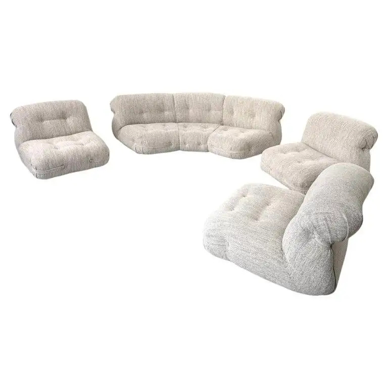 Modular Seating Set, Beige Upholstery, Italy - Image 2