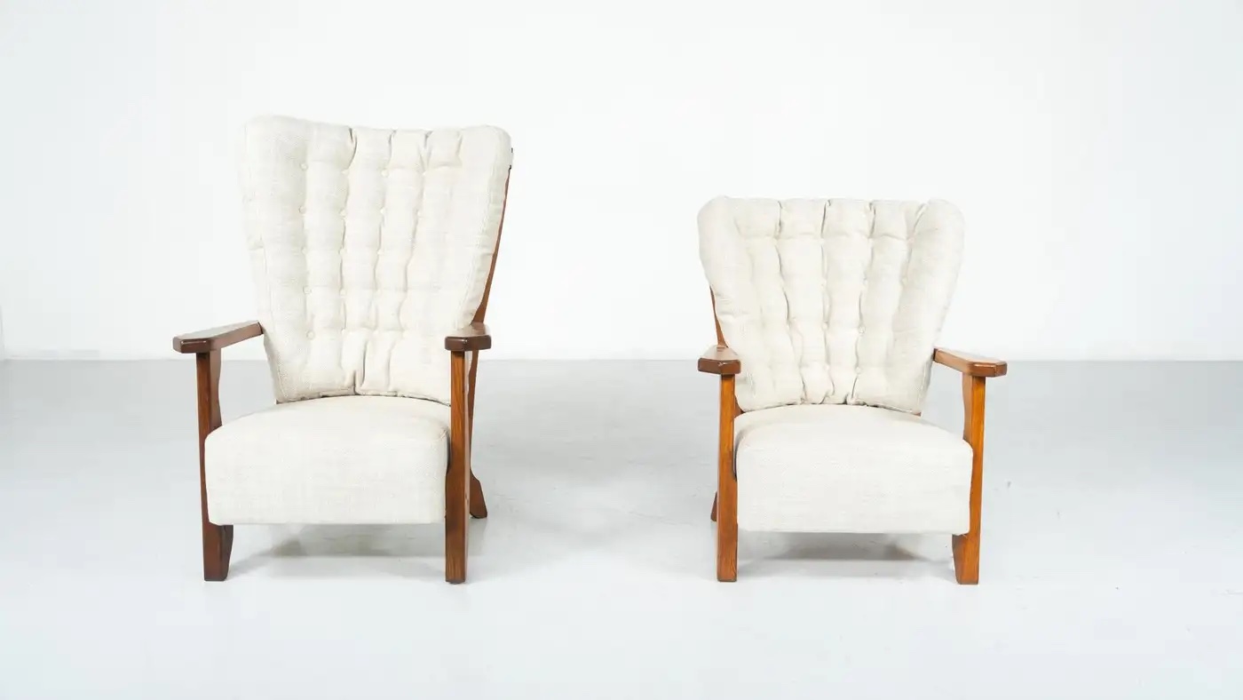Pair of Armchairs Monsieur/ Madame by Guillerme and Chambron for Votre Maison - Image 4