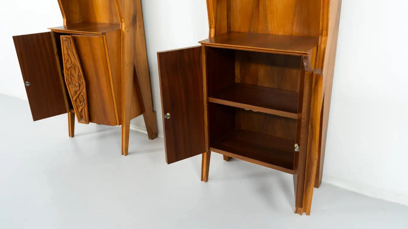 Mid-Century Pair of Italian Wall Units, Walnut, 1970s - Image 4
