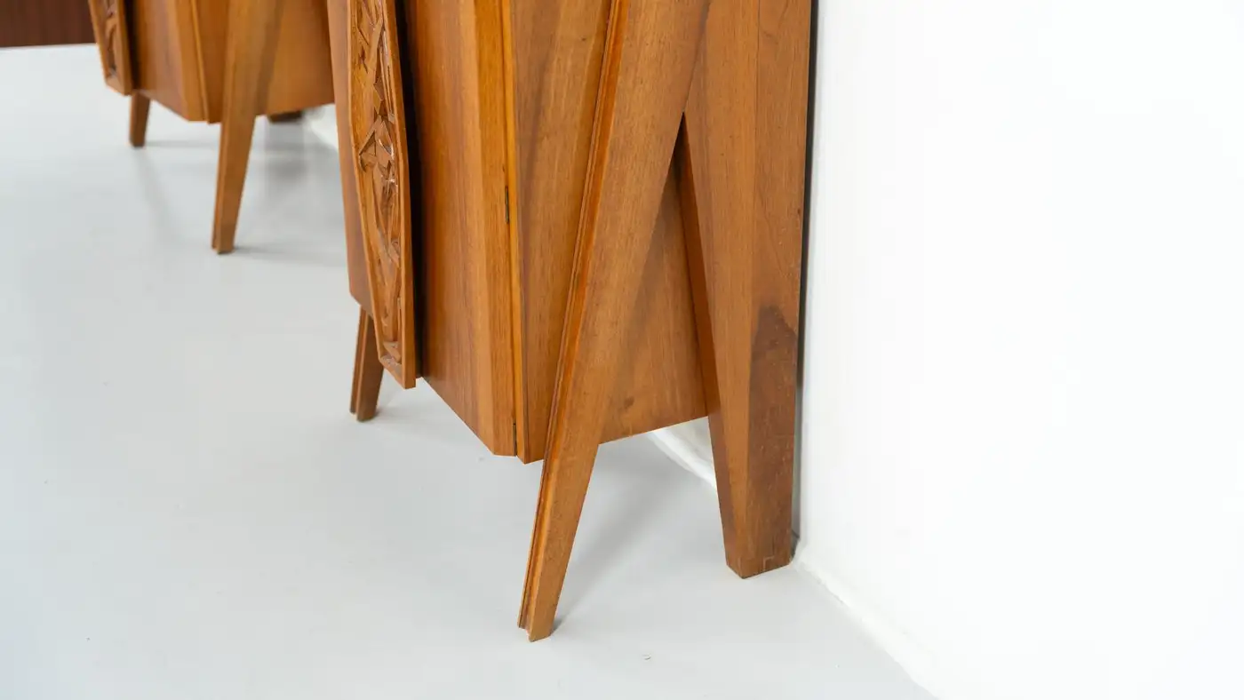 Mid-Century Pair of Italian Wall Units, Walnut, 1970s - Image 3