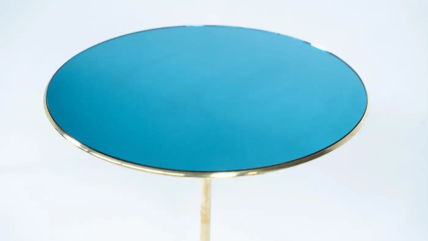 Pair of Side Tables Mod. T2 by Osvaldo Borsani, Brass and Glass, Italy, 1950s - Image 4