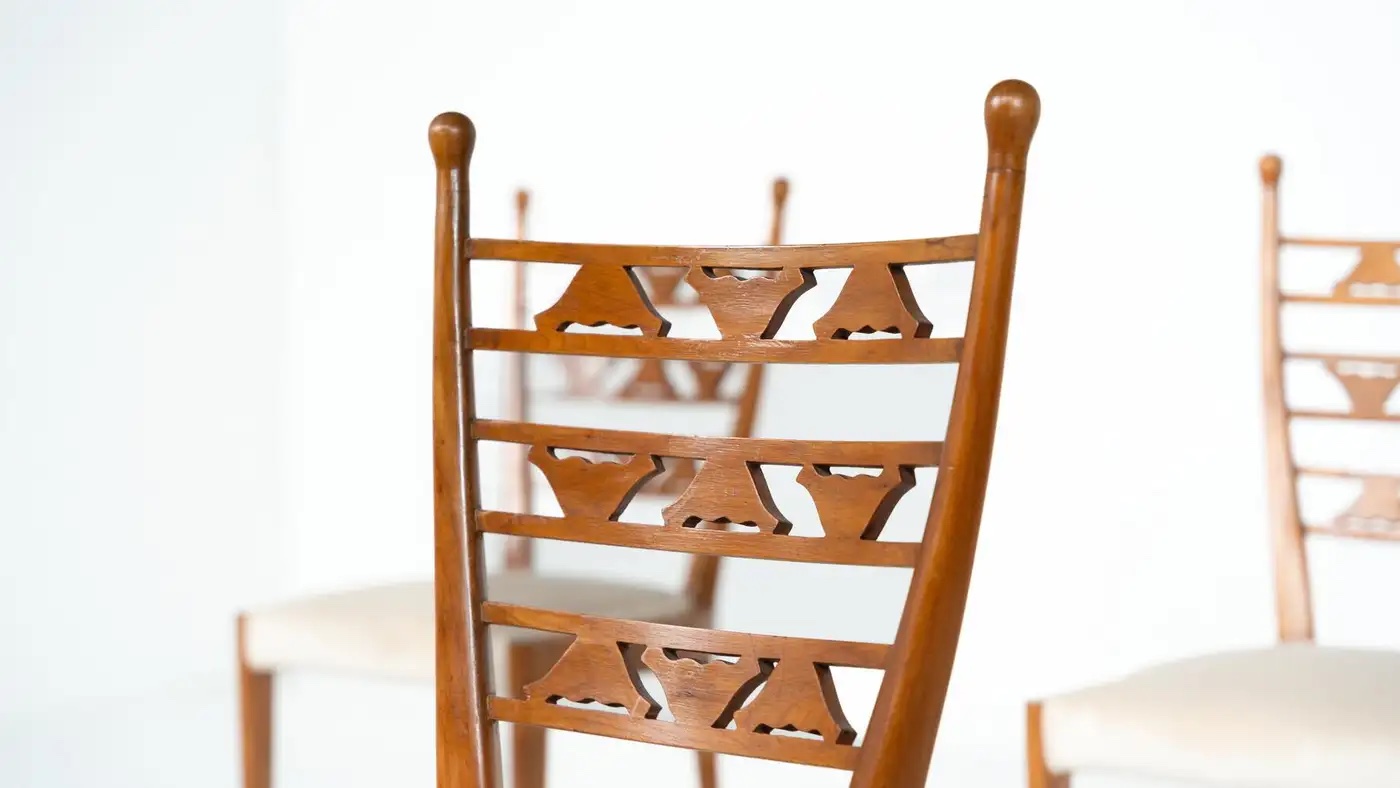 Set of 6 Chairs, Cherry Wood, Italy, 1940s - Image 2
