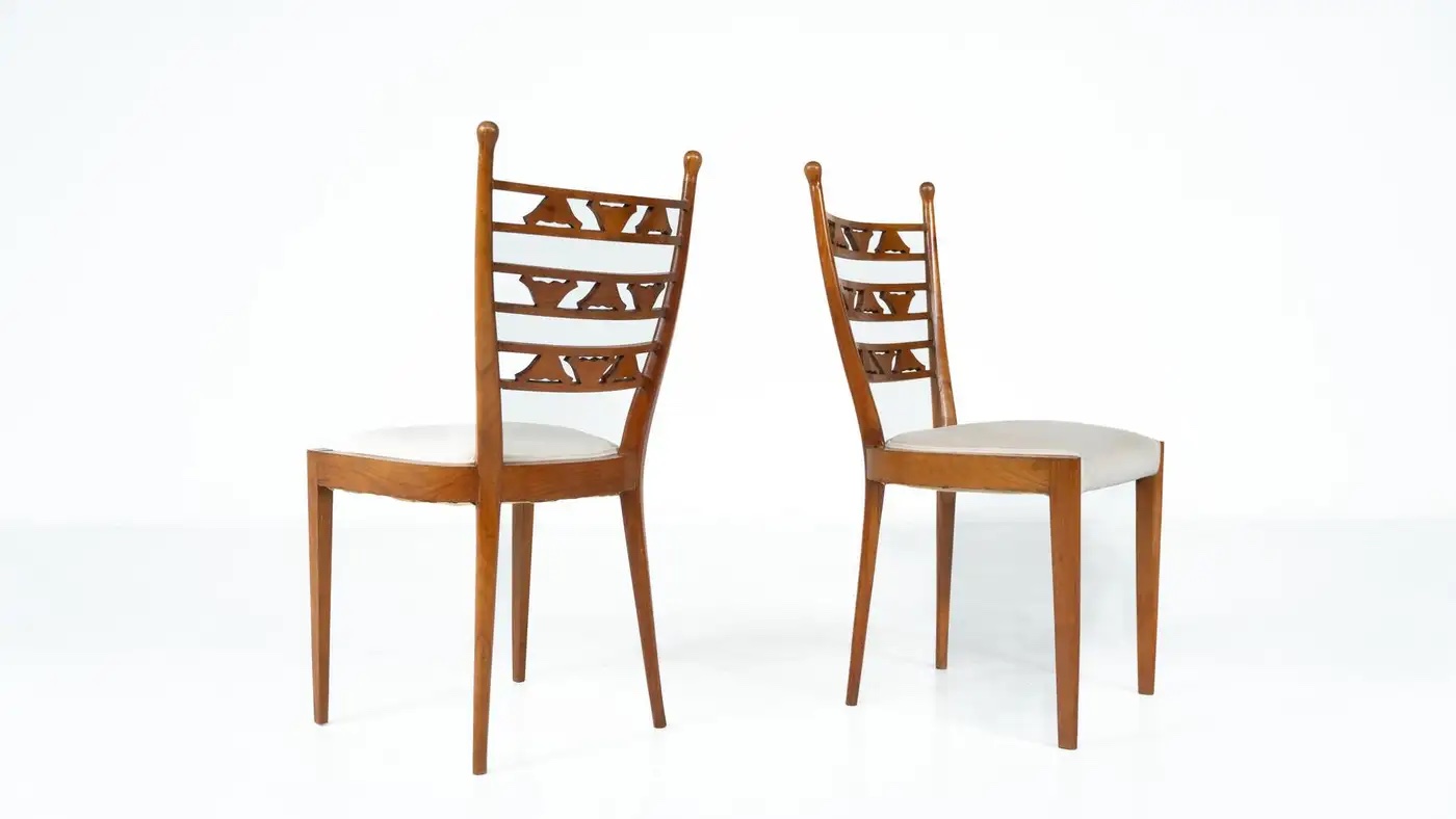 Set of 6 Chairs, Cherry Wood, Italy, 1940s - Image 4