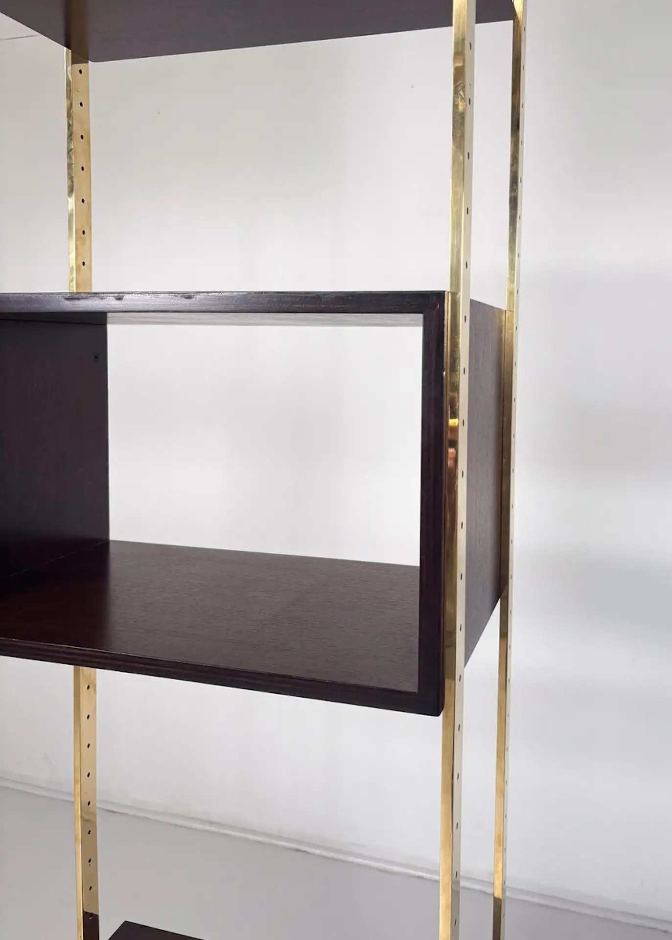 Bookcase by Jules Wabbes for Mobilier Universel, Brass and Wood, Belgium, 1960s - Image 5