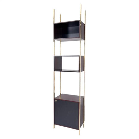 Bookcase by Jules Wabbes for Mobilier Universel, Brass and Wood, Belgium, 1960s