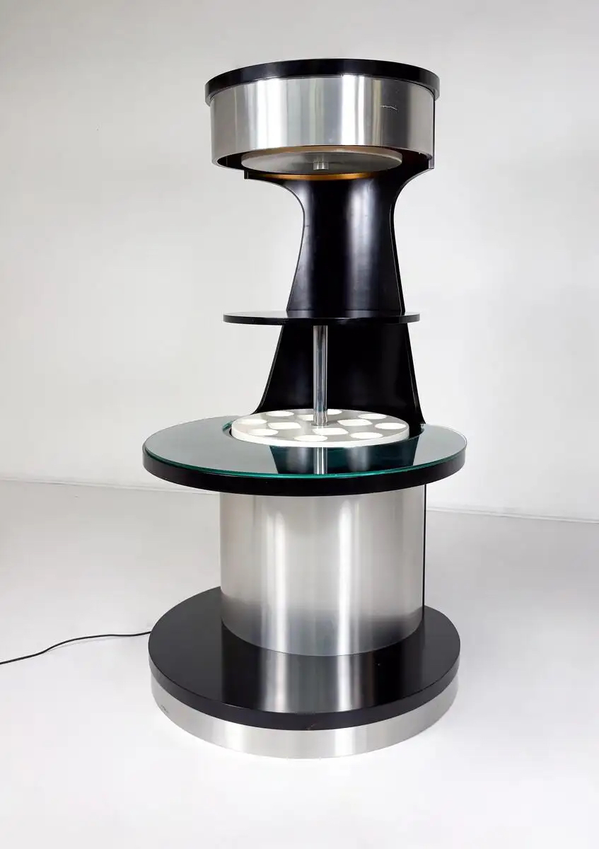 Mid-Century Motorized Bar by Willy Rizzo, Wood Metal and Glass, Italy, 1970s - Image 8