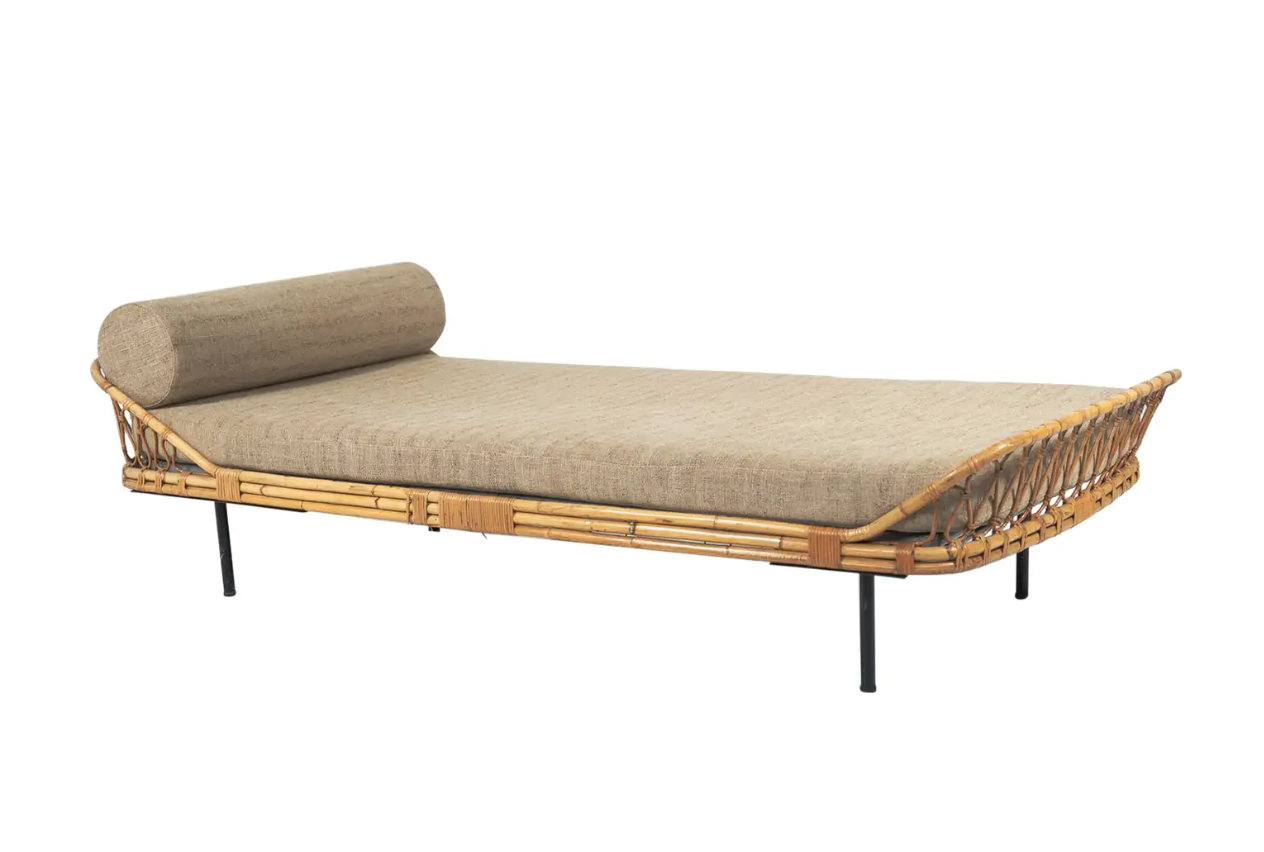 Bamboo Daybed, Italy, 1960s – New Upholstery