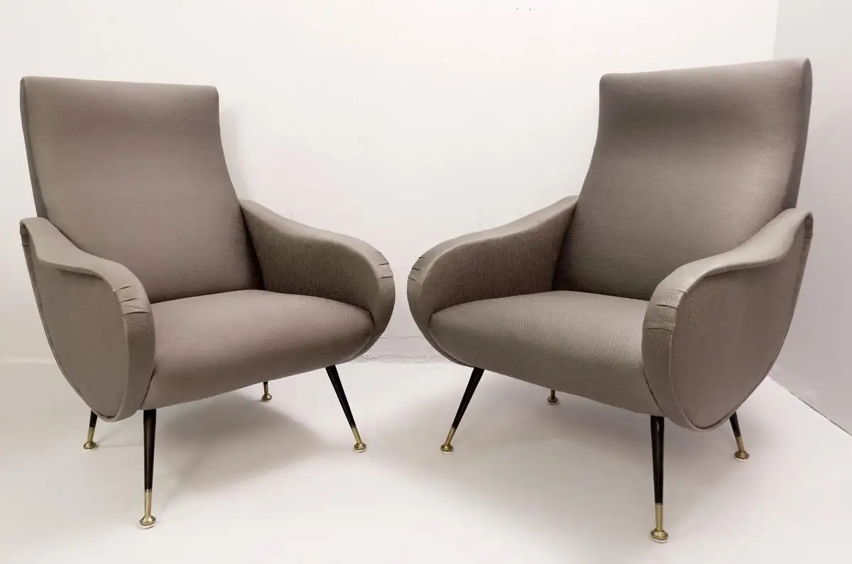 Pair of Mid-Century Italian armchairs by Marco Zanuso. - Image 2