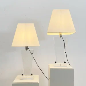 Pair of Mid Century Plexiglass Table Lamps