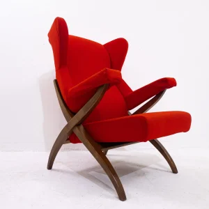 Red Mid Century Modern "Fiorenza" Armchair by Franco Albini for Arflex