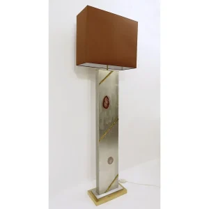 Mid Century Modern Floor Lamp in Brushed Chrome & Agate