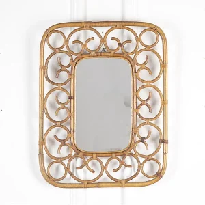French Mid Century Bamboo Wall Mirror